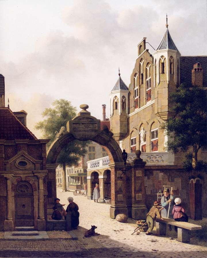 Dutch Street Scene with Figures in the Foreground